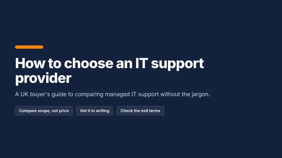 Title card: How to choose an IT support provider, a UK buyer's guide