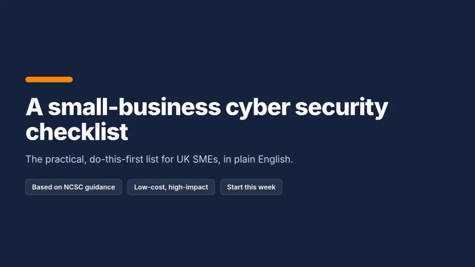 Title card: A small-business cyber security checklist for 2026