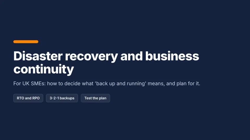 Title card: Disaster recovery and business continuity for SMEs