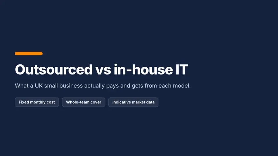 Title card: Outsourced vs in-house IT, what a UK small business actually pays and gets